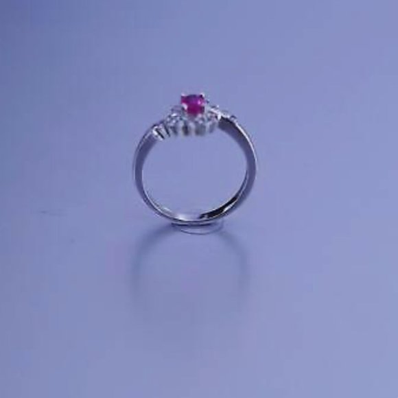Vintage .925 Sterling Ring with Ruby & CZ Stones. Size 6-3/4. Preowned. (527) - Picture 6 of 7